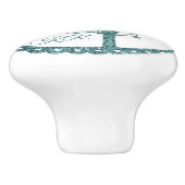 Eleganter Tree of Life Blue Glitzer Yoga Monogramm Keramikknauf (Seitenansicht)