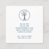 Eleganter Tree of Life Yoga Instructor Quadratische Visitenkarte (Rückseite)