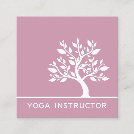 Eleganter Tree Yoga Instructor Wellness Life Coach Quadratische Visitenkarte (Vorderseite)