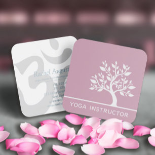 Eleganter Tree Yoga Instructor Wellness Life Coach Quadratische Visitenkarte