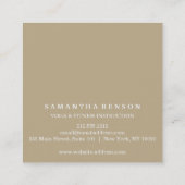 Eleganter Tree Yoga Instructor Wellness Life Coach Quadratische Visitenkarte (Rückseite)