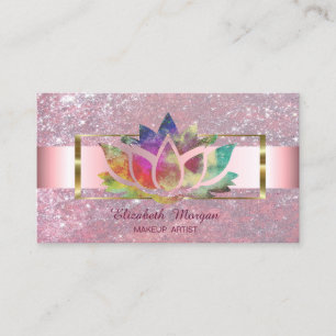Eleganter Trend Glitter Streifen Gold Rahmen Lotus Visitenkarte