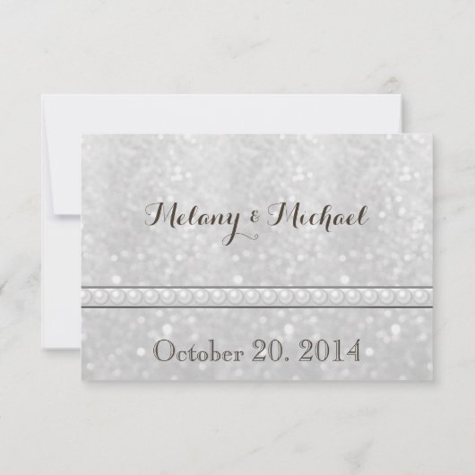 Eleganter trendiger Glitzer Romantische Perlenhoch RSVP Karte (Rückseite)