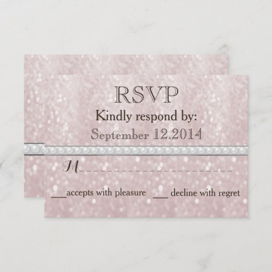 Eleganter trendiger Glitzer Romantische Perlenhoch RSVP Karte (Vorne/Hinten)