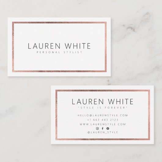 Eleganter, trendiger Goldfolienrahmen der Rose min Visitenkarte (Vorne/Hinten)