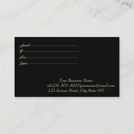 Eleganter, trendiger Goldrahmen, Confetti Black Rabattkarte (Rückseite)