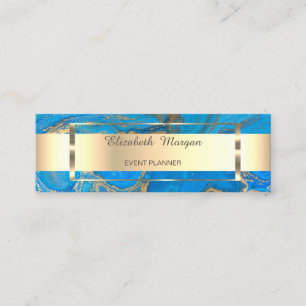 Eleganter, trendiger Goldstreifen-Rahmen, blauer M Mini Visitenkarte
