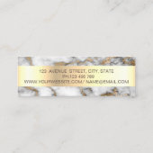 Eleganter, trendiger Goldstreifen, weißer Marmor Mini Visitenkarte (Rückseite)