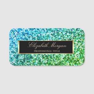 Eleganter trendiger grüner Glitter, Rahmen Namensschild