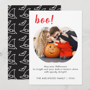 Eleganter trendiger Kürbis-förmiger Halloween-Foto Feiertagskarte