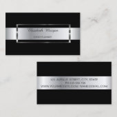 Eleganter, trendiger schwarzer Streifen-Silberrahm Visitenkarte (Vorne/Hinten)