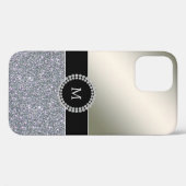 Eleganter, trendiger Silberdiamant mit Monogramm Case-Mate iPhone Hülle (Rückseite (Horizontal))