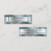 Eleganter, trendiger Silberstreifen, Marmor Mini Visitenkarte (Vorne/Hinten)