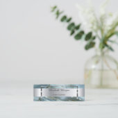 Eleganter, trendiger Silberstreifen, Marmor Mini Visitenkarte (Stehend Vorderseite)