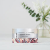 Eleganter, trendiger Streifensilberrahmen, Abstrak Visitenkarte (Stehend Vorderseite)