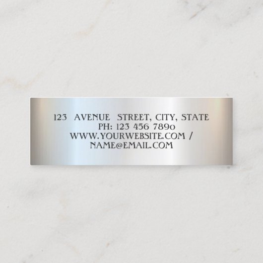 Eleganter Trendy Beruflich, Silber, gestreift Mini Visitenkarte (Rückseite)