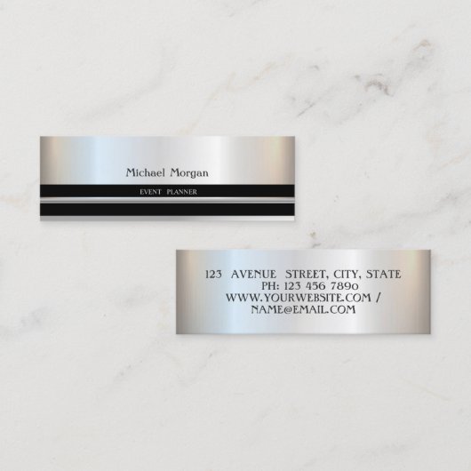 Eleganter Trendy Beruflich, Silber, gestreift Mini Visitenkarte (Vorne/Hinten)