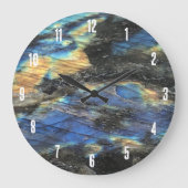 Eleganter Trendy Chic Labradorite Crystal Stone Große Wanduhr (Vorderseite)