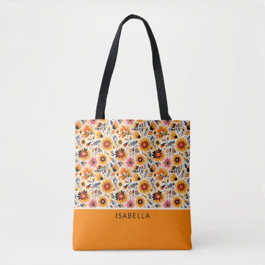 Eleganter trendy farbenfroher Floral Personalize N Tasche (Vorderseite)