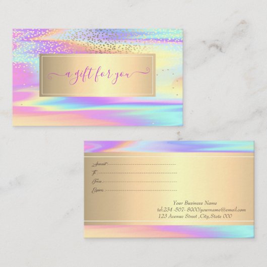 Eleganter Trendy Frame farbenfroh holografisch Rabattkarte (Vorne/Hinten)