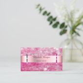 Eleganter Trendy Glitzer Stripe Frame Visitenkarte (Stehend Vorderseite)