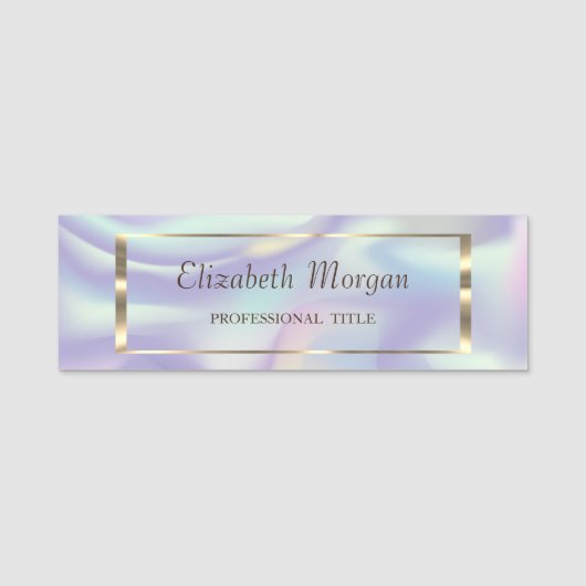 Eleganter Trendy, Gold Frame holographisch Namensschild (Vorderseite)