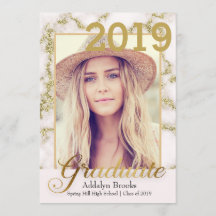 Eleganter Trendy Gold White Marble Foto Abschluss