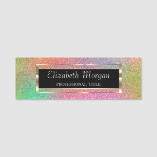 Eleganter Trendy, Goldrahmen, farbenfroher Glitzer Namensschild