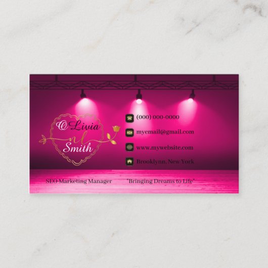 Eleganter Trendy Hot Pink Gold Girly Rose Hi Glitz Visitenkarte (Vorderseite)