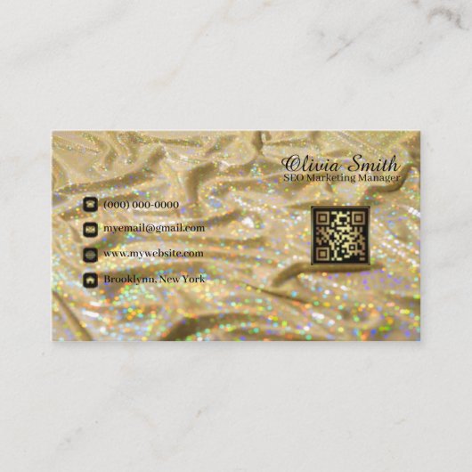Eleganter Trendy Monogram Girly Gold Satin Glitzer Visitenkarte (Vorderseite)