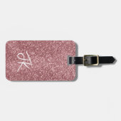 Eleganter Trendy Pink Tropfen Glitzer Mit Monogram Gepäckanhänger (Vorderseite horizontal)