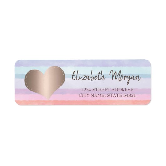 Eleganter Trendy,Rose Gold Heart,Aquarellstreifen (Vorne)