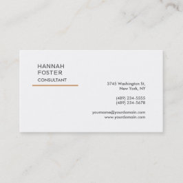Eleganter Trendy Schlicht White Consultant Manager Visitenkarte