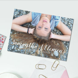 Eleganter Trendy Script Foto Abschluss Einladung