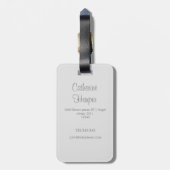 Eleganter trendy Silver Glitzer Mit Monogramm Name Gepäckanhänger (Rückseite vertikal)