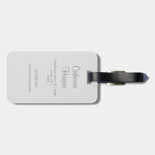 Eleganter trendy Silver Glitzer Mit Monogramm Name Gepäckanhänger (Rückseite horizontal)