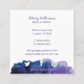 Eleganter Trendy Watercolor Wash Makeup Artist Quadratische Visitenkarte (Rückseite)
