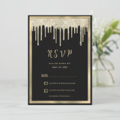 Eleganter Tropfen aus schwarzem Glitzer UAWG Einladung (Stehend Vorderseite)