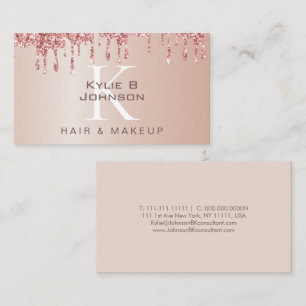 Eleganter Tropfen Glitzer Beauty Mit Monogramm Visitenkarte