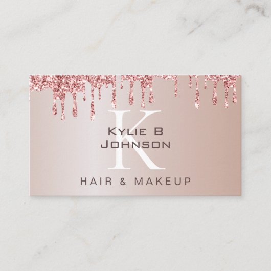 Eleganter Tropfen Glitzer Beauty Mit Monogramm Visitenkarte (Vorderseite)