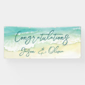 Eleganter Tropical Beach Hochzeit Herzlichen Glück Banner (Horizontal)