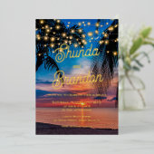 Eleganter Tropical Beach Summer Wedding Real Folieneinladung (Stehend vorne)
