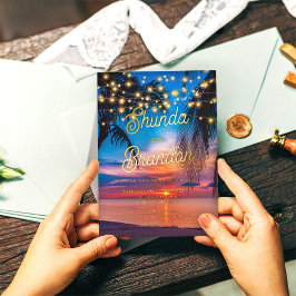 Eleganter Tropical Beach Summer Wedding Real Folieneinladung