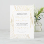 Eleganter Tropical Beach Wedding Gold Einladung (Stehend Vorderseite)
