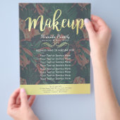 Eleganter Tropical Floral Gold Script Makeup Salon Flyer (Hand)