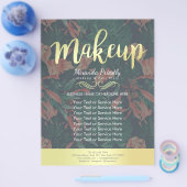 Eleganter Tropical Floral Gold Script Makeup Salon Flyer (Einzeln)