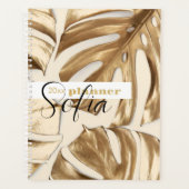 Eleganter Tropical Gold Leaf Name Woche & Monat Planer (Vorderseite)