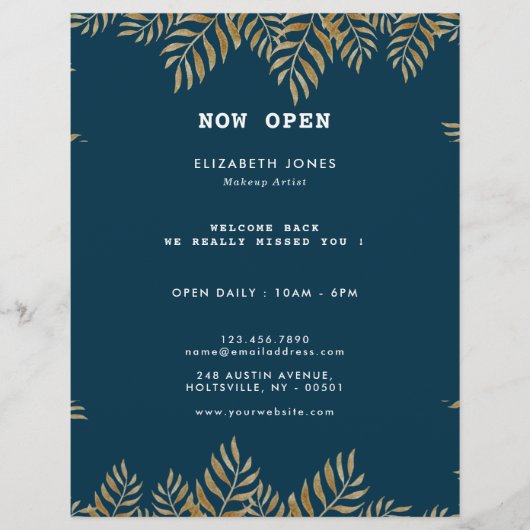 Eleganter Tropical Makeup Artist Flyer (Vorne)