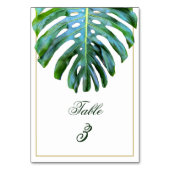 Eleganter Tropical Monstera Leaf Green Gold Beach Tischnummer (Rückseite)