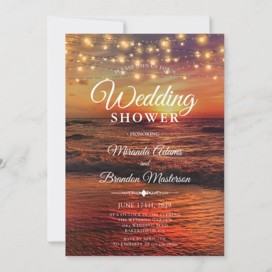 Eleganter Tropical Ocean Beach Summer Polterabend Einladung (Vorderseite)